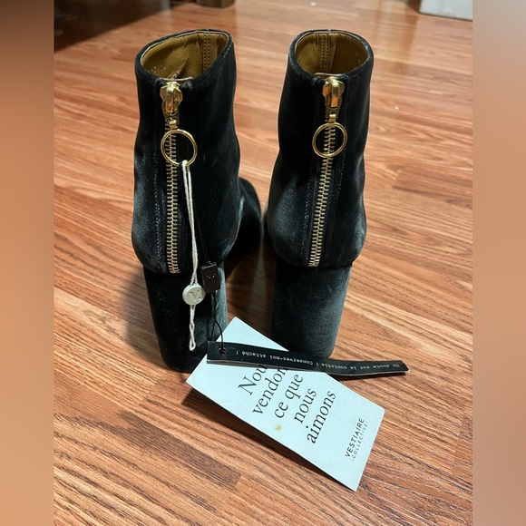 Stella McCartney Velvet Suede Block Black Boots size woman US 9 (euro 40) w/ box - Picture 3 of 11